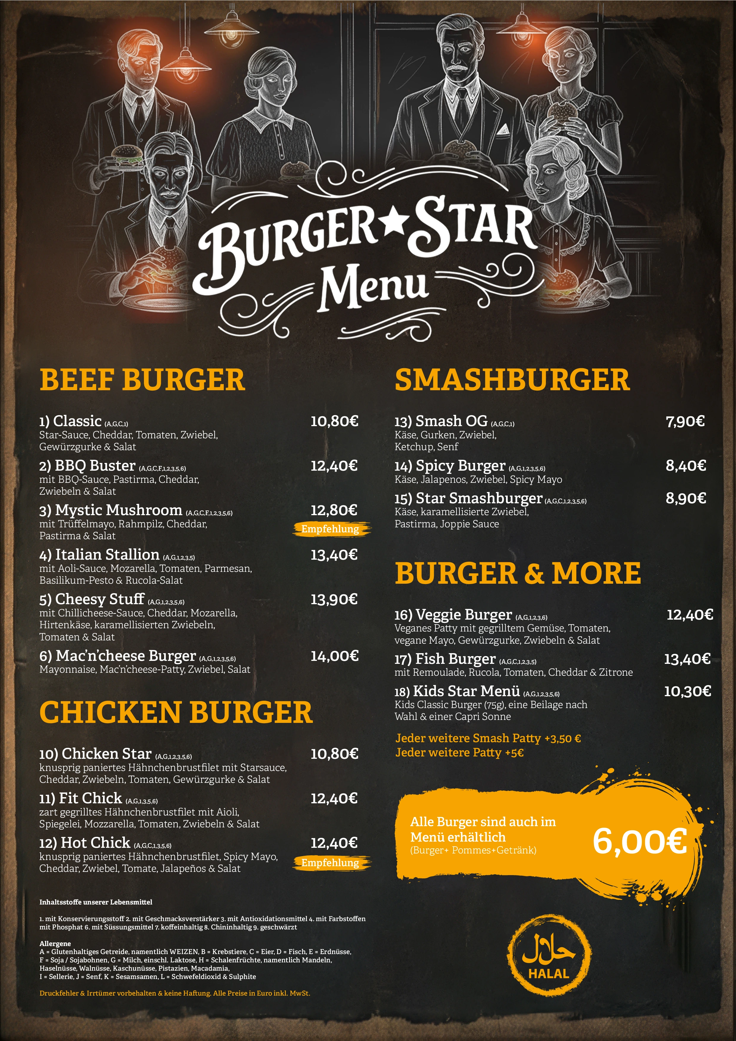 Burgerstar Paderborn Speisekarte Seite 1